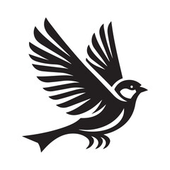 Sparrow birds icon black silhouette   vector with white background