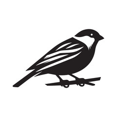 Sparrow birds icon black silhouette seat on the tree with white background