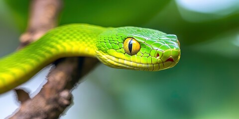 photo of green snake in nature