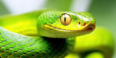 Fototapeta premium photo of green snake in nature