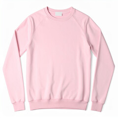 Light pink sweatshirt mock-up. Fashion and clothes concept. Flat lay. Isolated on white backdrop.