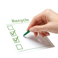 Fototapeta premium Recycle Checklist with Hand Marking Items