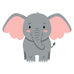 Playful Cartoon Elephant with Pink Ears Partially Visible