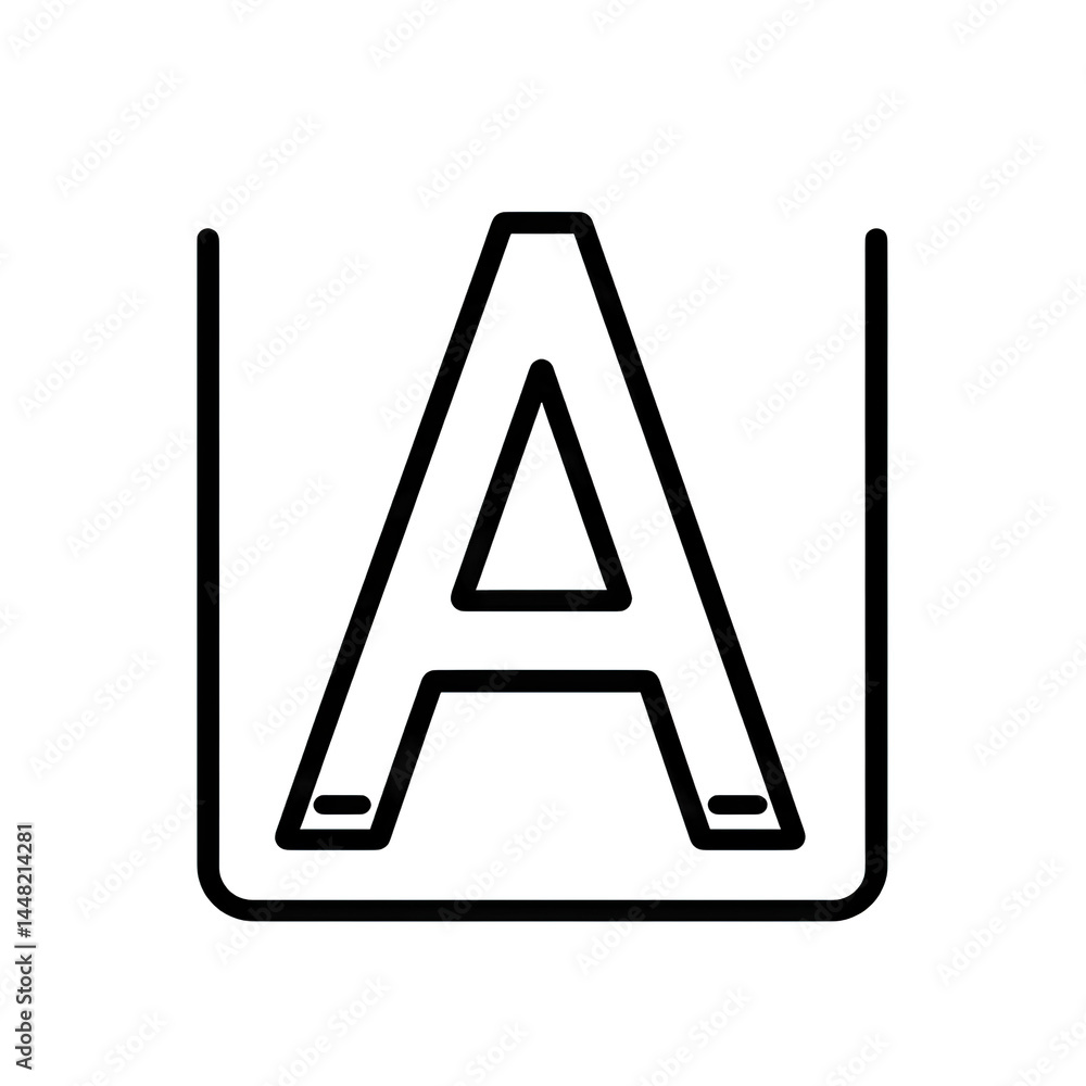 Poster a minimalist black letter a icon set against a transparent background. ideal for use in modern desig