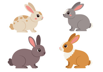 Two Cute Cartoon Rabbits in Pastel Colors