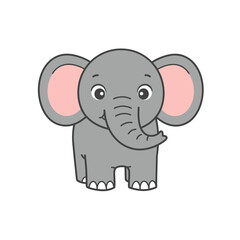 Adorable Cartoon Baby Elephant with Pink Inner Ear