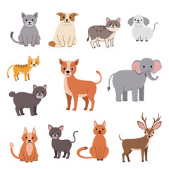 Adorable Cats and Dogs in Various Poses A Playful Collection