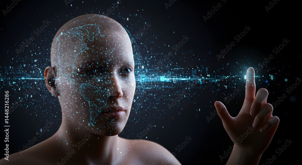 Poster digital integration and future technology with interactive human interface