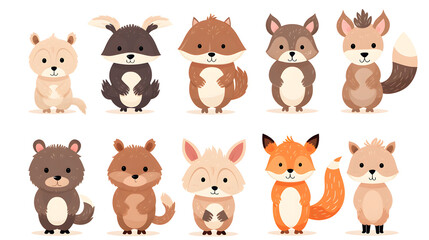 Illustration of Cute Woodland Animals in Forest Setting for Children's Book