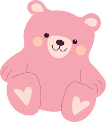 Cute pink teddy bear on white background