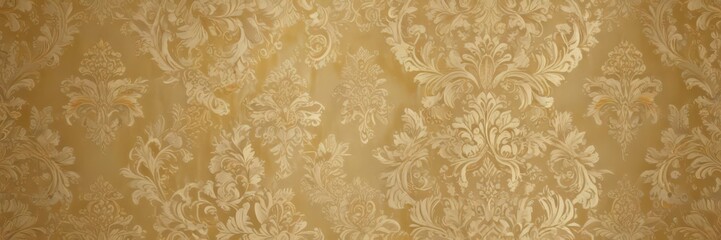 Opulent gold and cream damask wallpaper, embossed texture , floral, elegant