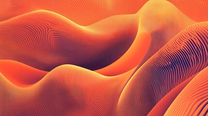 Intricate halftone dot pattern blended with smooth orange waves in gradient made with Generative AI technology