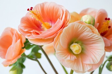 Fototapeta premium Close-up view of a cluster of peach-colored flowers.