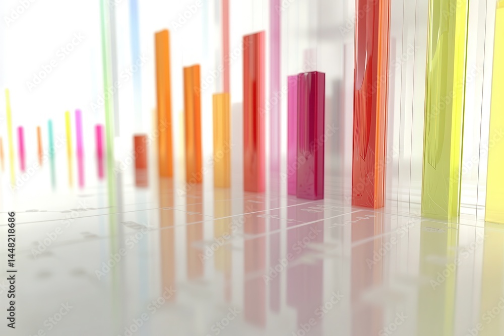 Poster colorful data visualization with vibrant bars representing statistical information