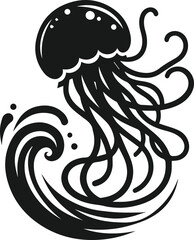 Vector silhouette of a jellyfish