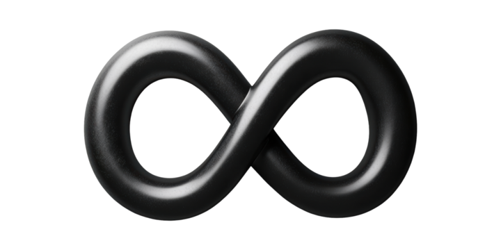 Black Infinity Symbol. Represents Eternity, Limitlessness, And Continuity Isolated On Transparent Background