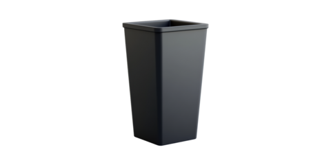 Tall Black Waste Bin. Modern Design For Efficient Waste Management Isolated On Transparent Background