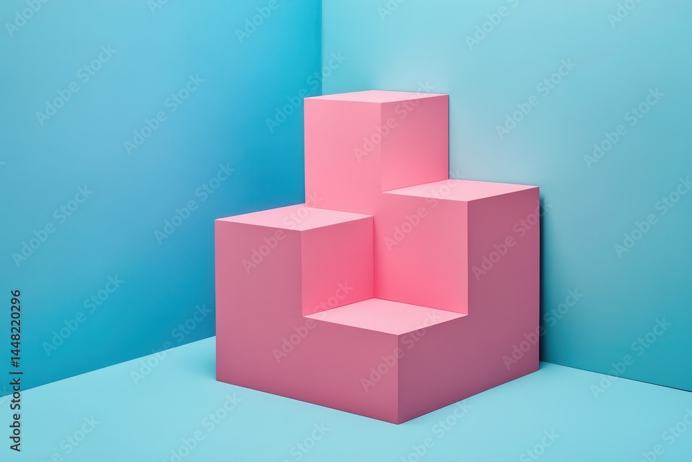 Poster colorful geometric shapes in a minimalist setting create a modern and artistic display