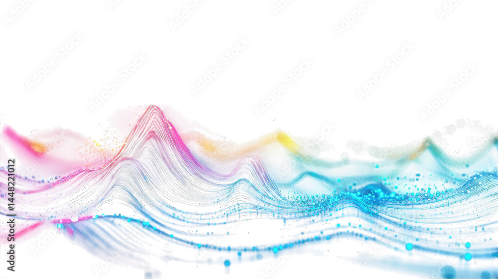 Poster a vibrant abstract wave of colorful light swirls gracefully across a dark background. creating a dyn
