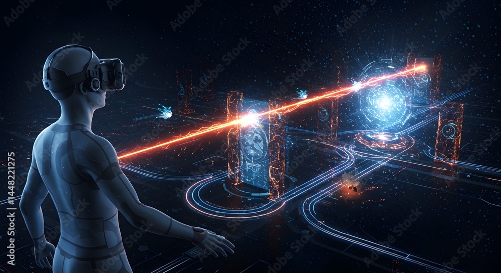 Poster immersive augmented reality experience interface with futuristic design