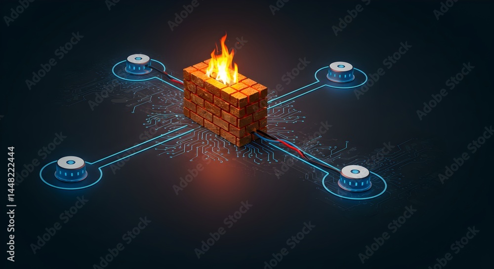 Aufkleber firewall security system protecting network with digital communication nodes