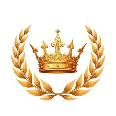 Victory emblem with golden crown and classic laurel leaf design high resolution photo