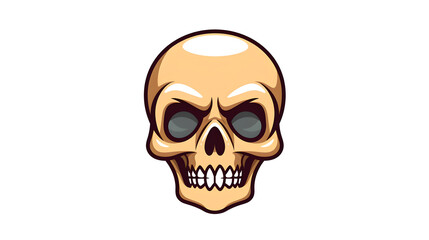 Funny Skeleton Head Cartoon Icon: Dead Symbol Isolated - Halloween Character Design for Spooky Themes and Creepy Decor