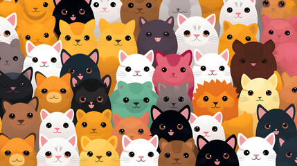 Vector Illustration of Cute Multicolored Cats Fur Pattern Background Design