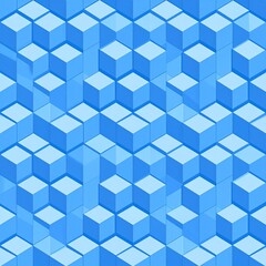 Obraz premium Seamless 3D Geometric Pattern with Blue Cubes – Isometric Background