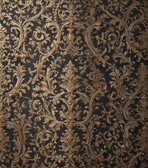 Intricate damask pattern, elegant scrollwork, subtle texture, tapestry, surface