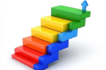 Colorful stair steps leading upward, symbolizing progress and growth in a modern design