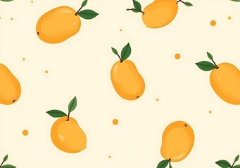 seamless pattern of mangoes flat vector on cream background