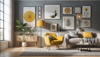 hyper realistic morden living room interior design a generative al. 