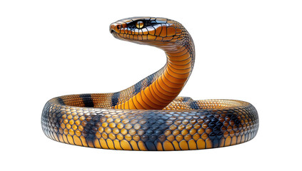 Fototapeta premium A strikingly detailed close-up of a vibrant snake coiled in a natural pose. showcasing its scales and colors. set against a neutral background. ideal for educational or wildlife content