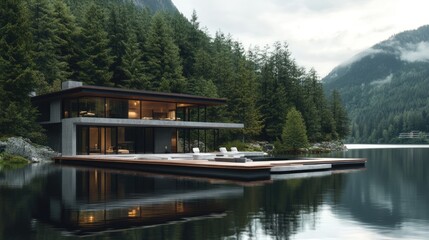 Luxury Lake House in Majestic Mountain Setting