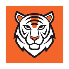 Thin Line Tiger Head with Stripes for Courage and Fierceness