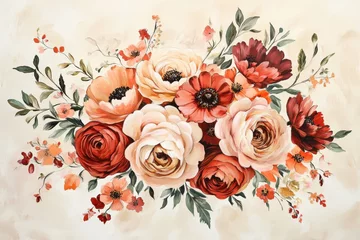 Wall murals A rich arrangement of  decorative  floral blossoms.