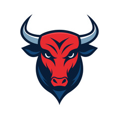 Abstract Bull Head with Strong Horns for Strength and Force