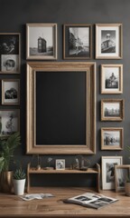 Stylish & trendy photo frame collage mockup, diverse frame styles , shapes, photography