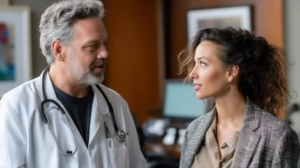 Medical Consultation: A doctor listens attentively to a patient, creating a moment of care and concern within a medical setting, showcasing the importance of communication and trust in healthcare.