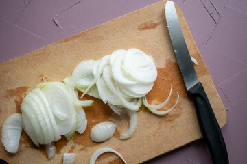 sliced onion on a cutting board
