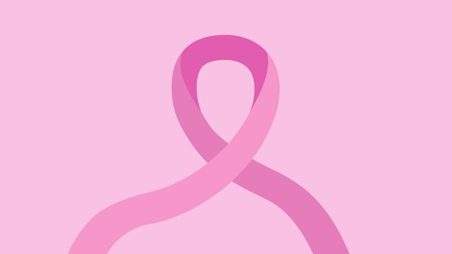 Pink ribbon forming and unforming on pink background
