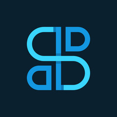 Obraz premium Modern Blue Interlocking BB Initials Logo