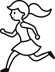 Dynamic running girl portrayed in continuous line art style suitable for fitness oriented projects motivational visuals and energetic lifestyle artwork