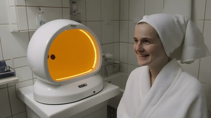 as AI wellness scanner shows glowing indicators of balanced preventive lifestyle