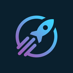 Unique Speed Icon with Abstract Rocket and Circular Motion