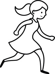 Minimalist running girl in single line art great for exercise themed illustrations health campaigns and contemporary feminine fitness design materials