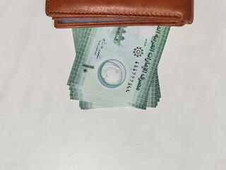 Currency notes, UAE Emirates currency 10Aed, Dirhams, Closeup of UAE Ten dirhams currency notes,...