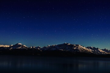 night landscape with mountains