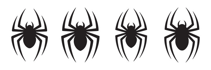 Set of black spider silhouette icons. Spider icon. Spider symbol. Vector illustration eps 10